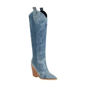 Denim Western Boots