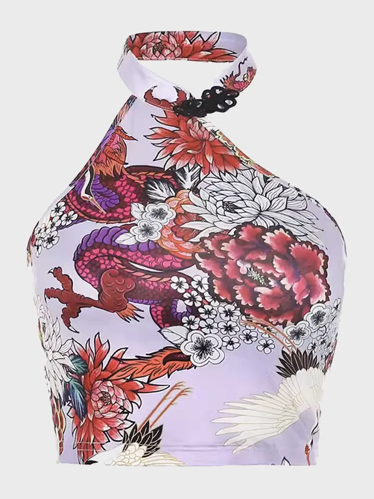 Dragon Dynasty Floral Crop Tank