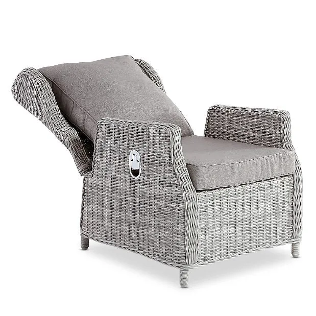 Ellis Reclining Lounge Chair - White Grey