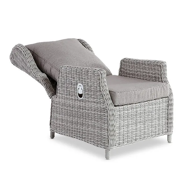 Ellis Reclining Lounge Chair - White Grey