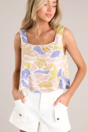 Everyday Beauty Beige Multi Print Crop Top