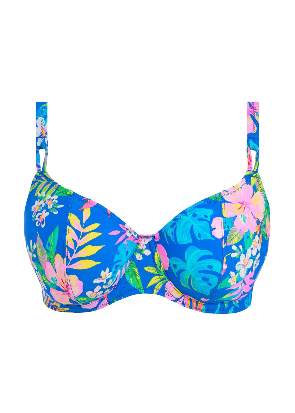 Freya Plunge Bikini Top-Hot Tropics - Blue