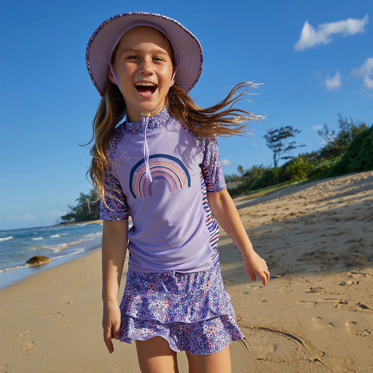 Girl's Short Sleeve Sunny Swim Shirt