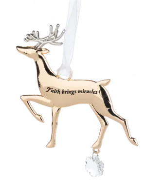 Gold Reindeer Ornament - Faith Brings Miracles