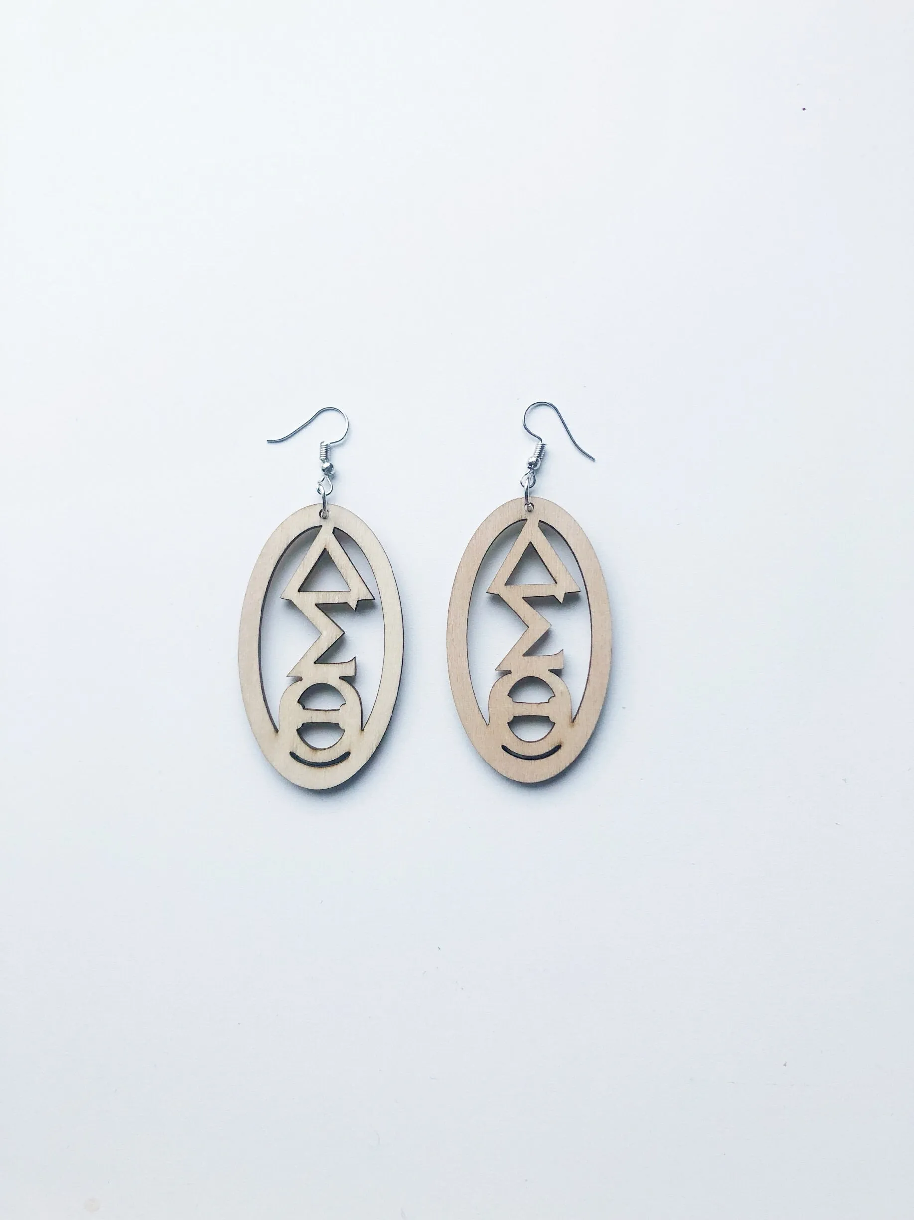 Greek Letter Wooden Earrings