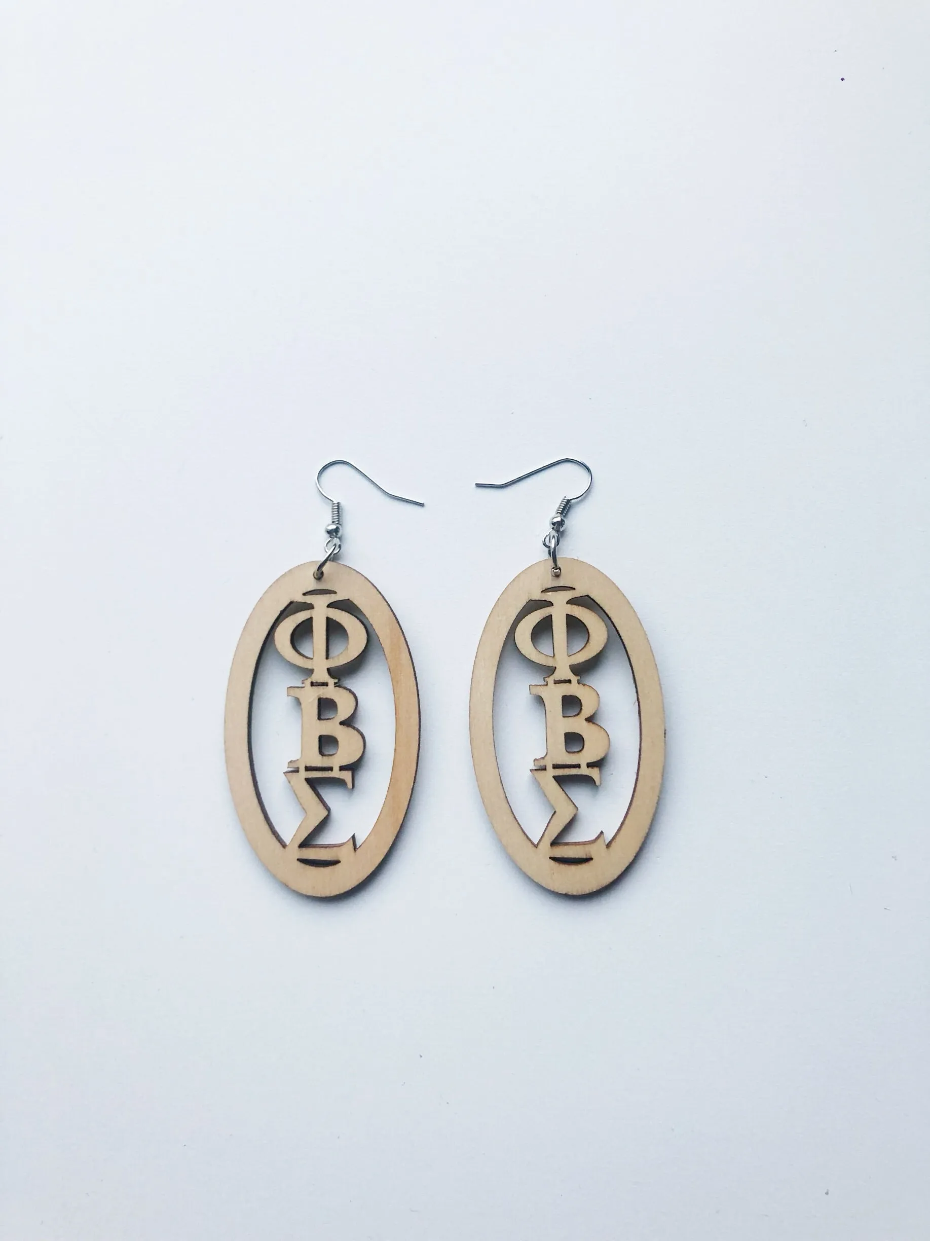 Greek Letter Wooden Earrings