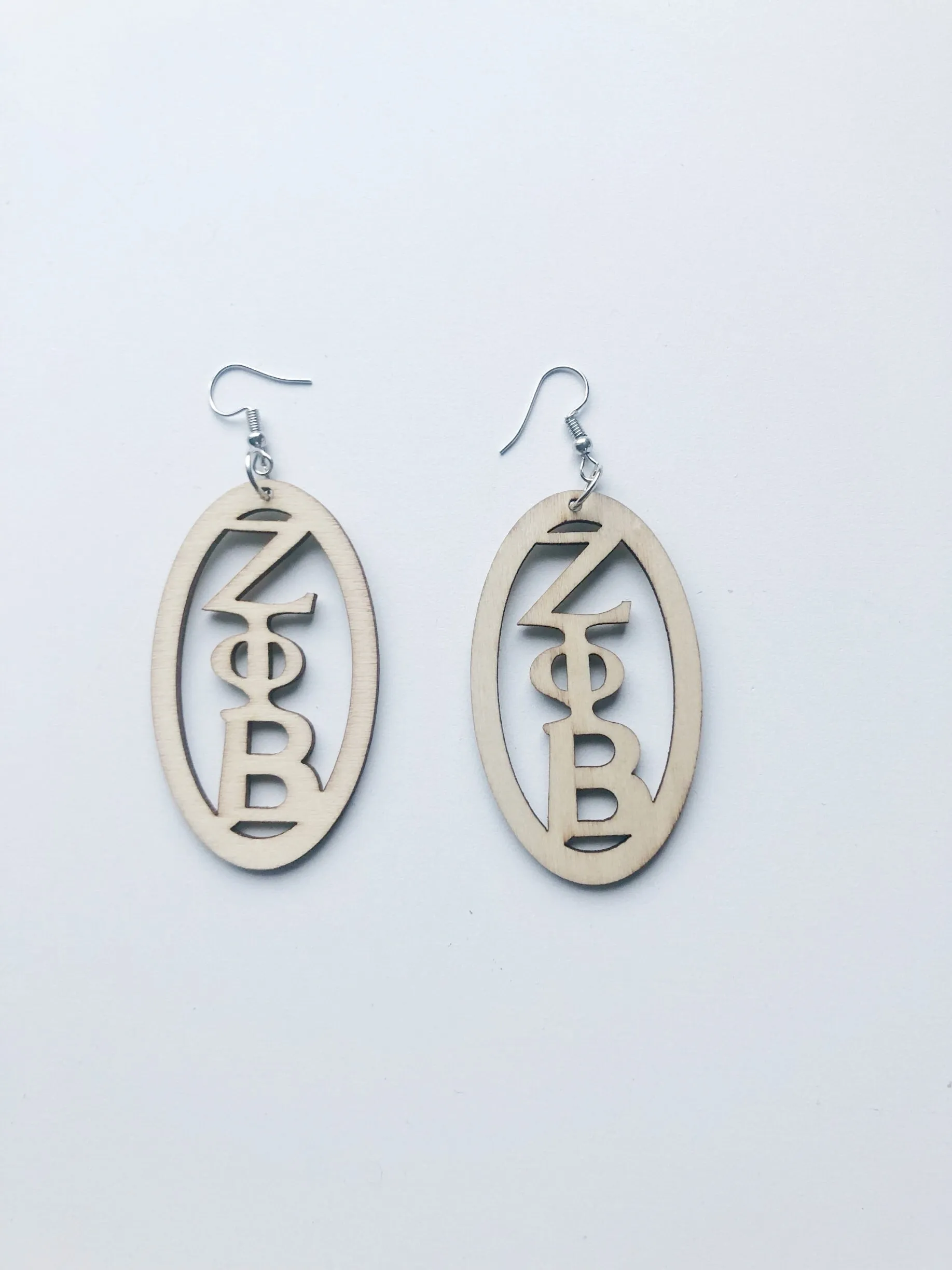 Greek Letter Wooden Earrings