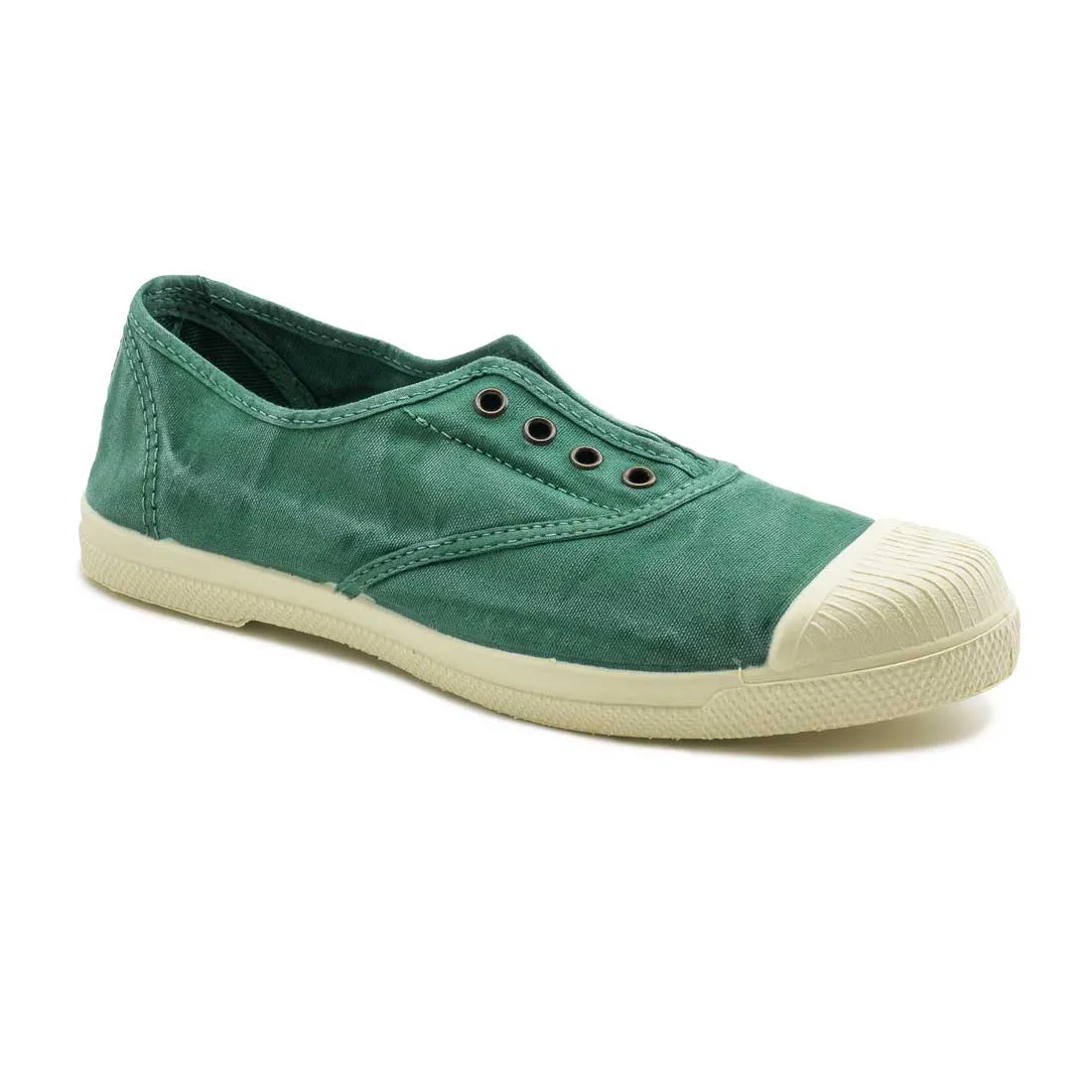 Green Cotton Slip On Plimsolls