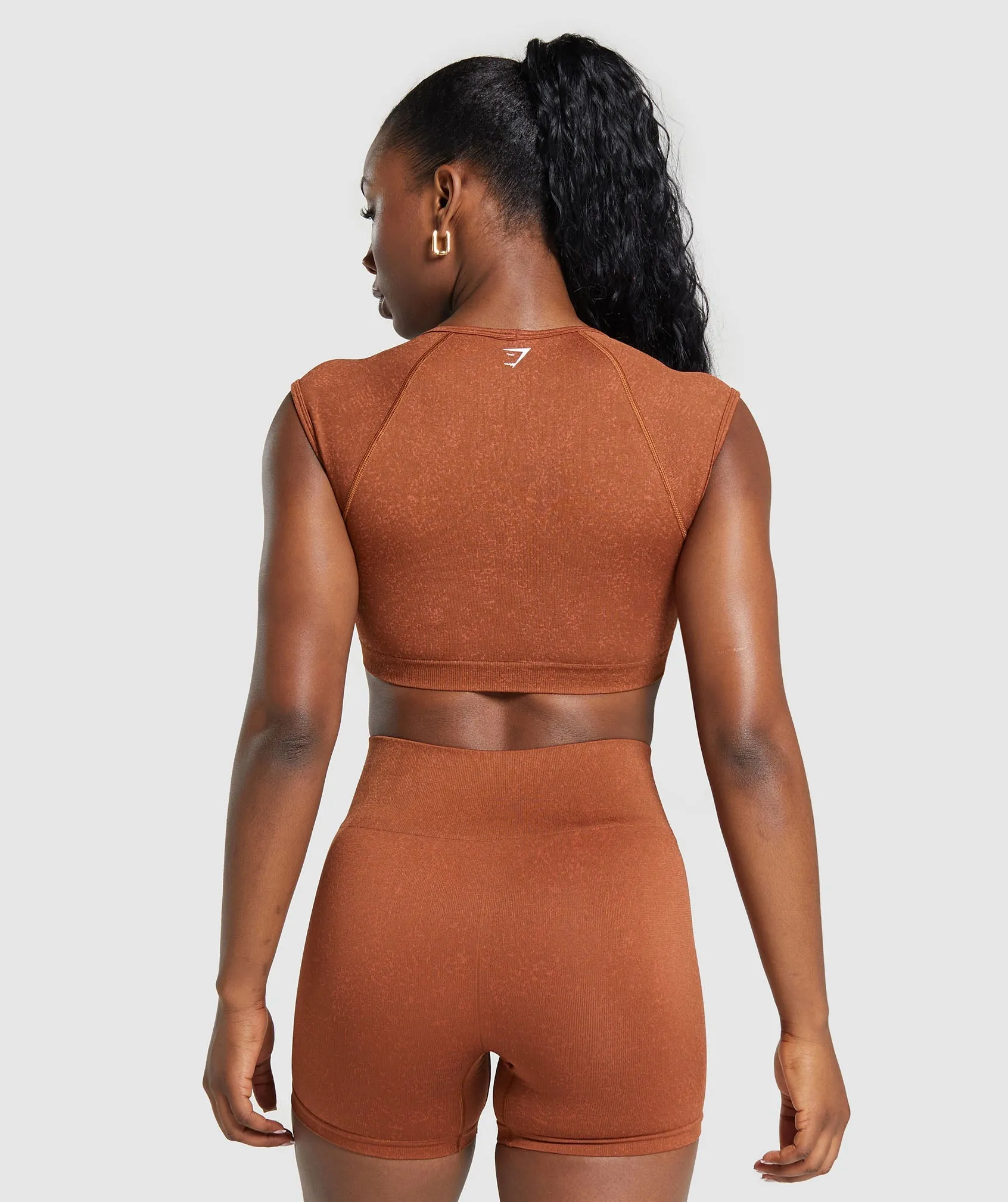 Gymshark Adapt Fleck Seamless Crop Top - Copper Brown/Terracotta Orange