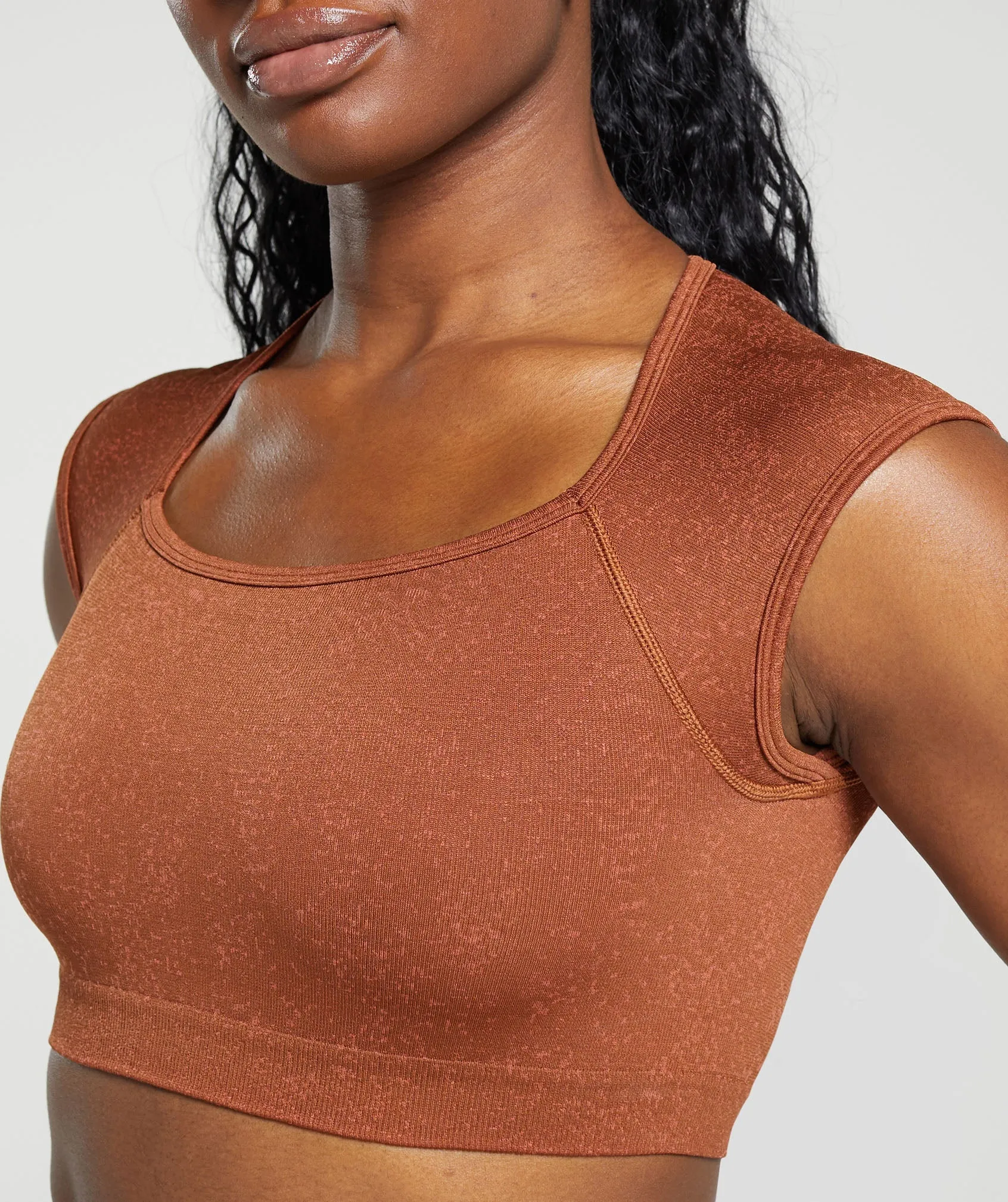 Gymshark Adapt Fleck Seamless Crop Top - Copper Brown/Terracotta Orange