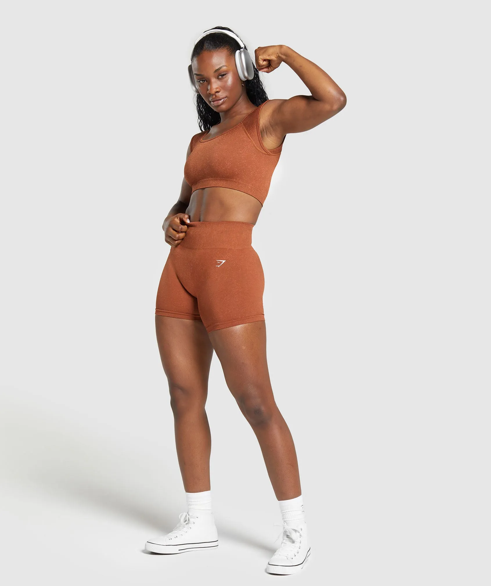 Gymshark Adapt Fleck Seamless Crop Top - Copper Brown/Terracotta Orange