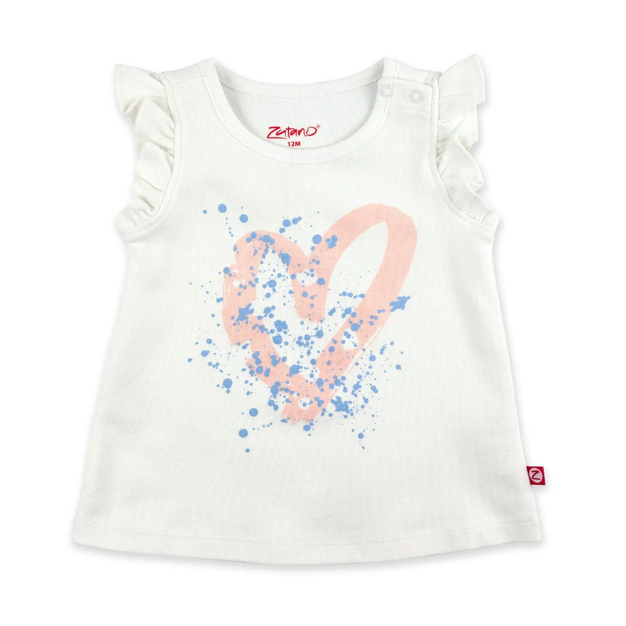 Heart Splatter Organic Cotton Flutter Top