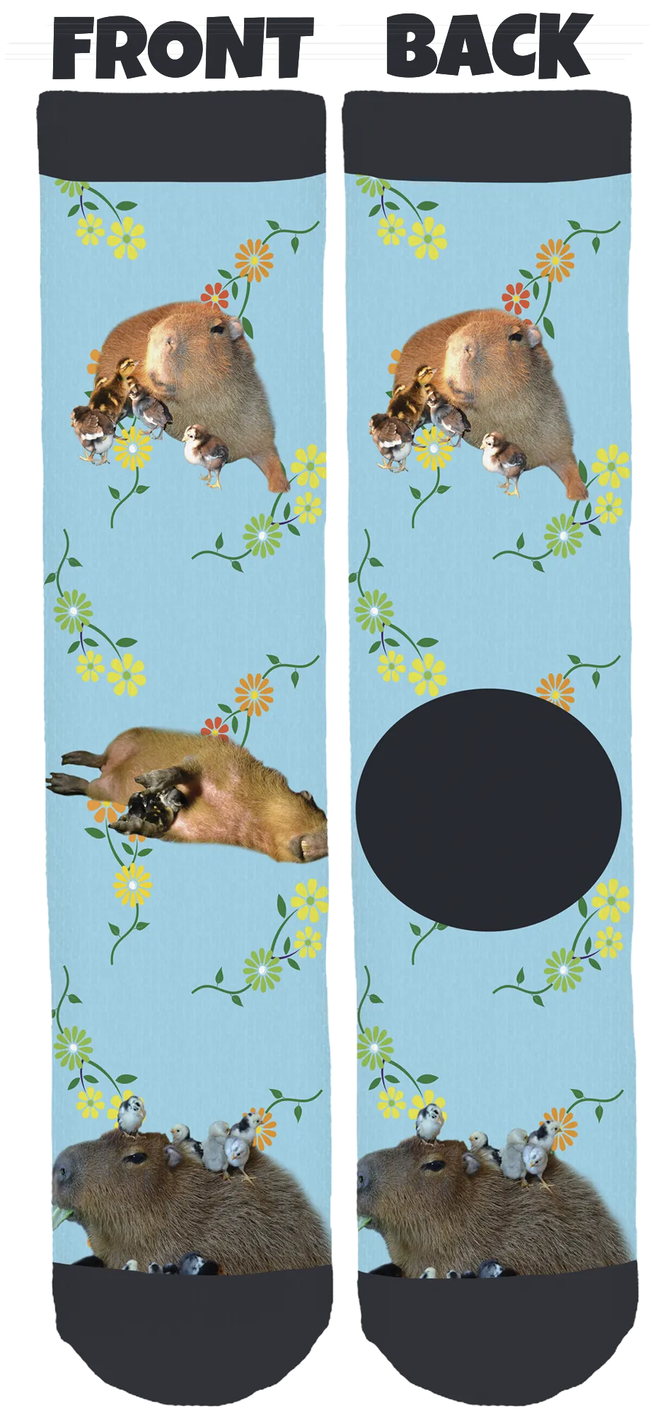 JoeJoe the Capybara Blue Spring Crew Socks