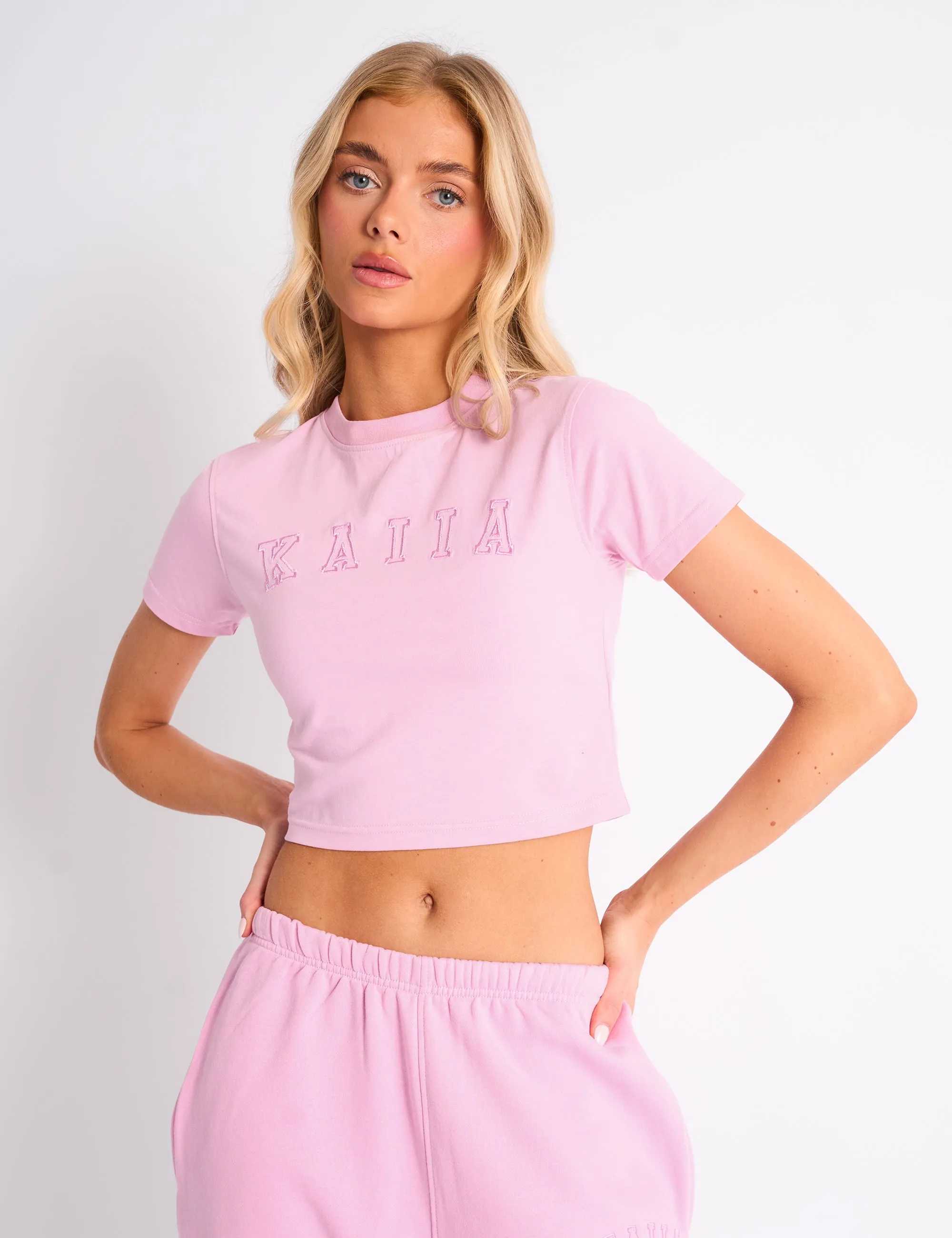 Kaiia Logo Baby Tee Candy Pink