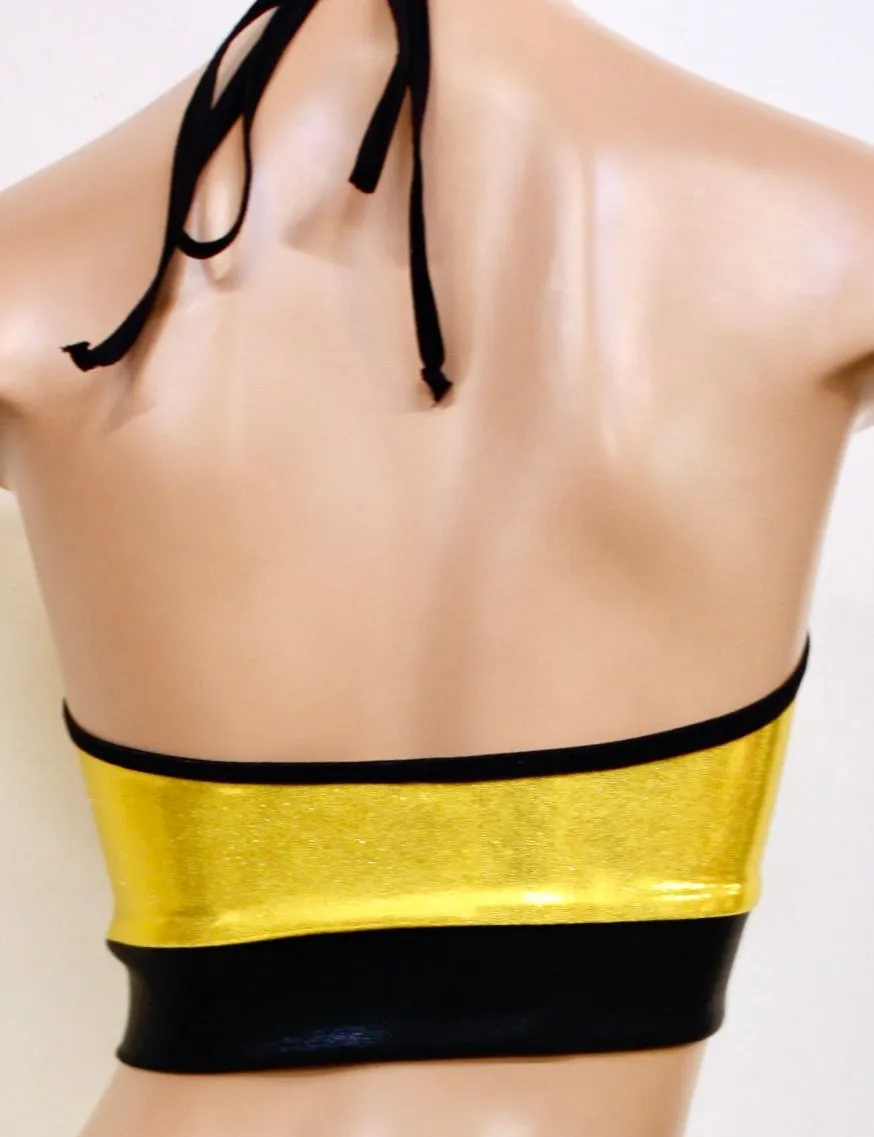 Killer Assassin Set with Jacket, Soft Bra Top, and Low-rise Shorts in Metallic Yellow