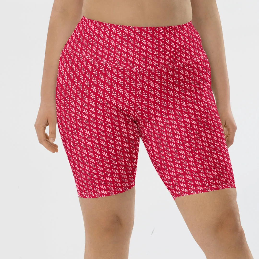 KOBOMO Fleur De Lis Bike Shorts - Crimson Red