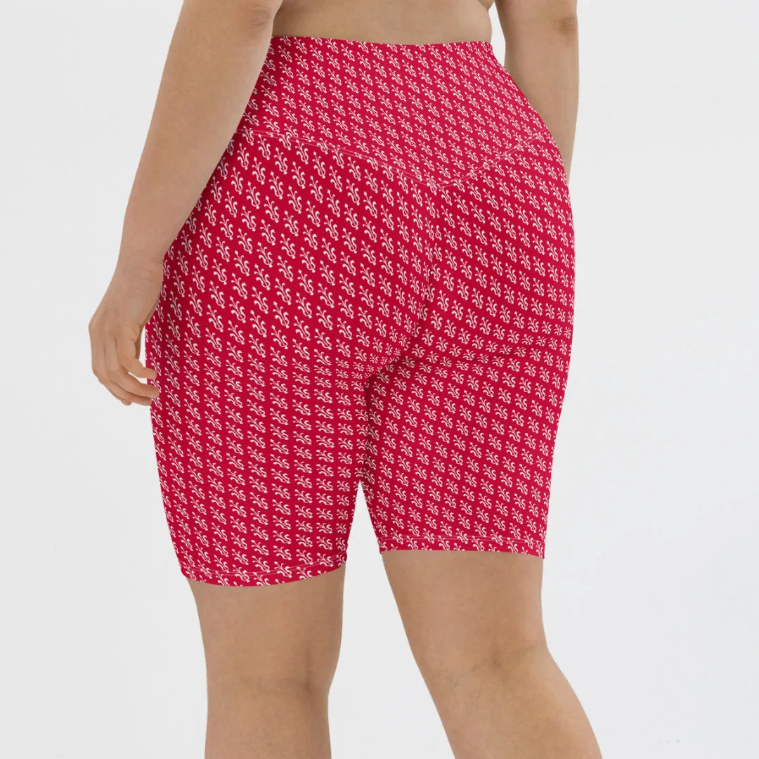 KOBOMO Fleur De Lis Bike Shorts - Crimson Red