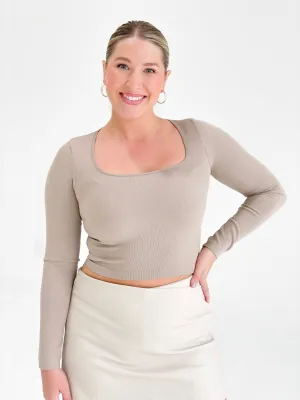 Leone Seamless Ribbed Top - Mushroom