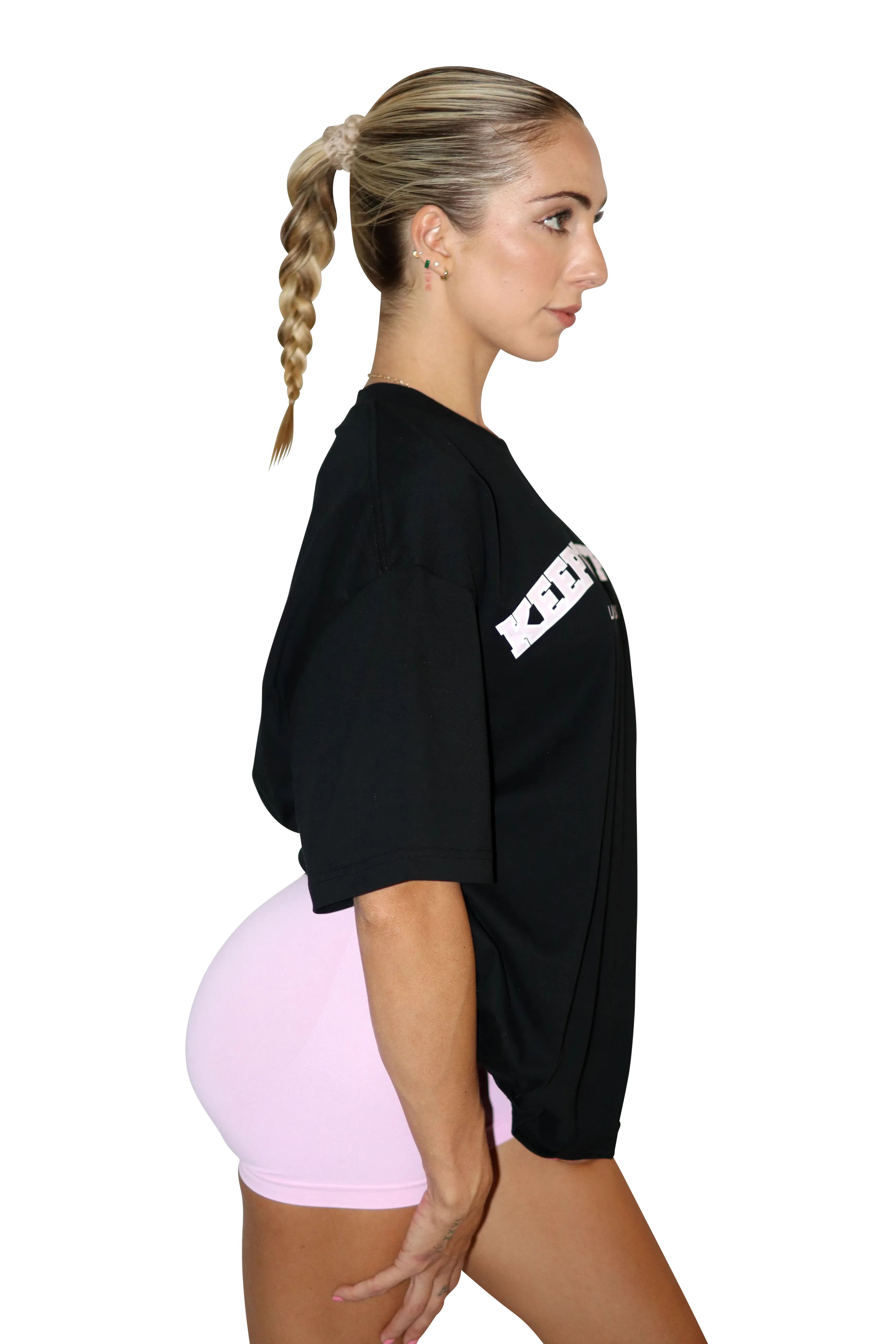 Lifting Club Oversized Unisex Tee (Baby Pink Logo)