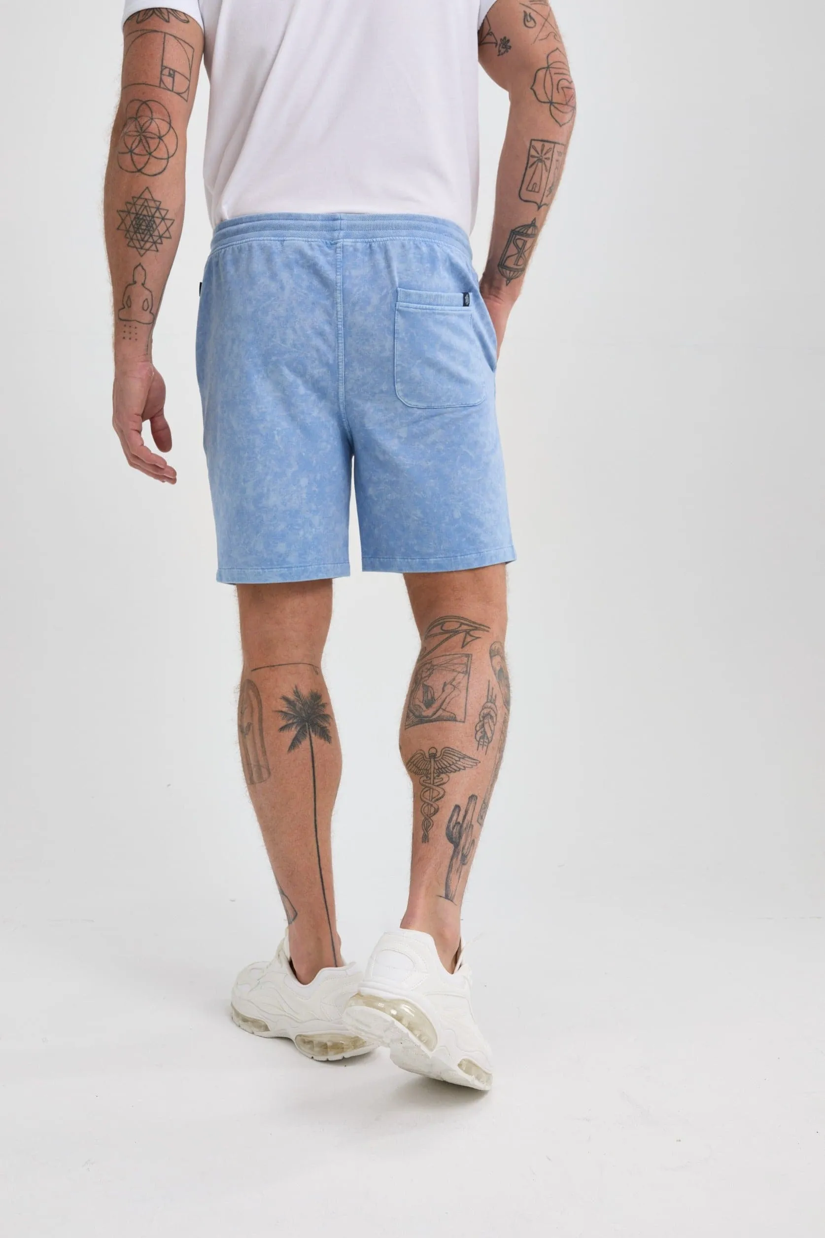 Light Blue Acid-Washed Short