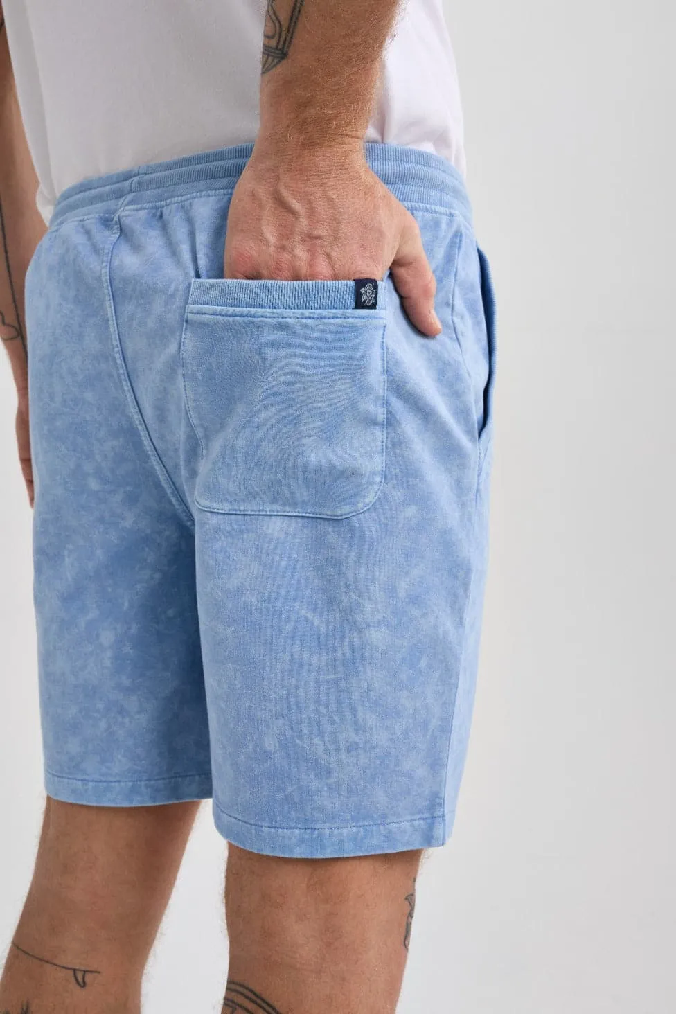 Light Blue Acid-Washed Short