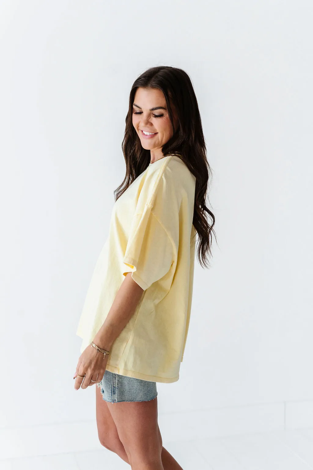 Lisa Oversized Boyfriend Tee in Pastel Yellow