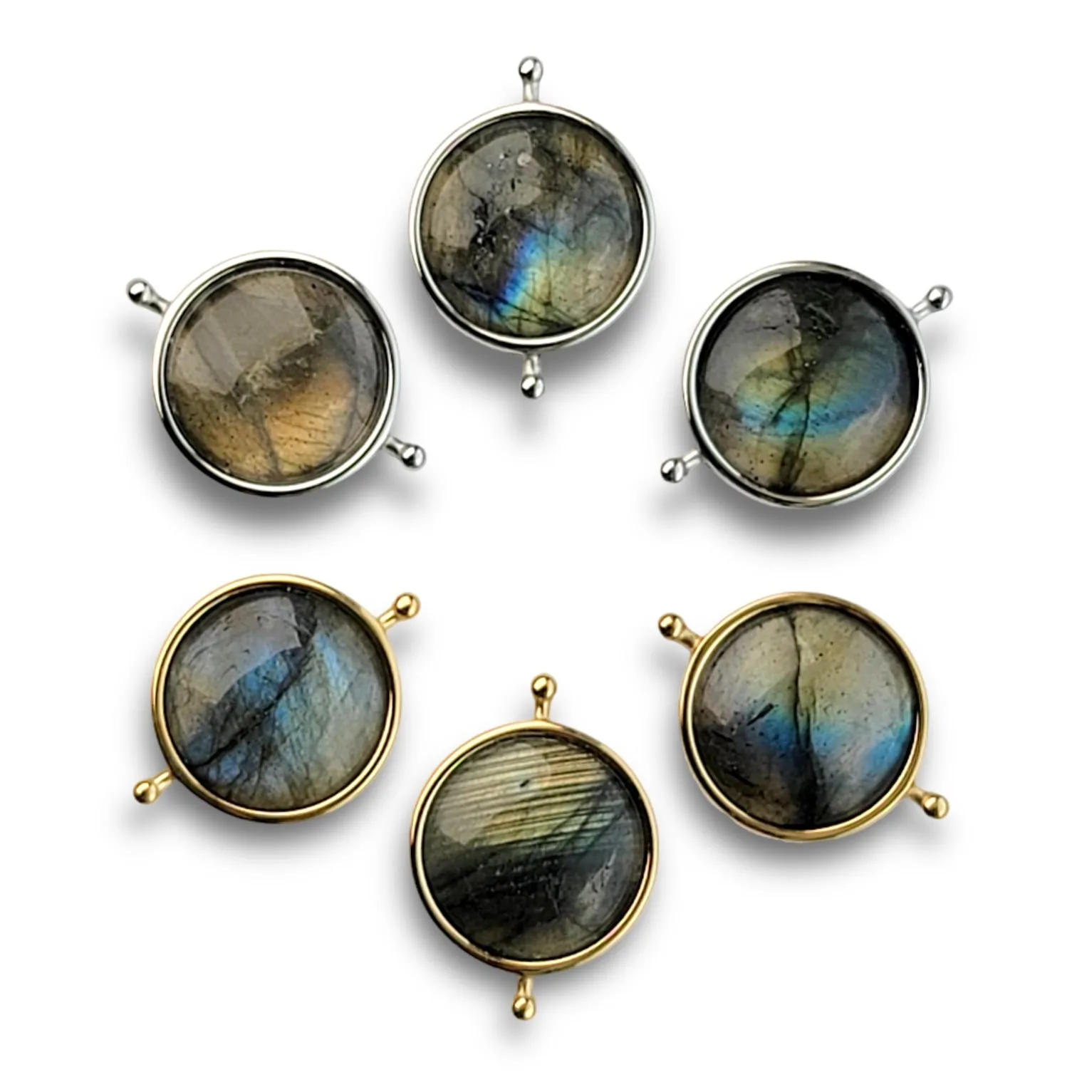 Luxe Labradorite Round Crystal Element (premium grade – includes labradorescence/flash)