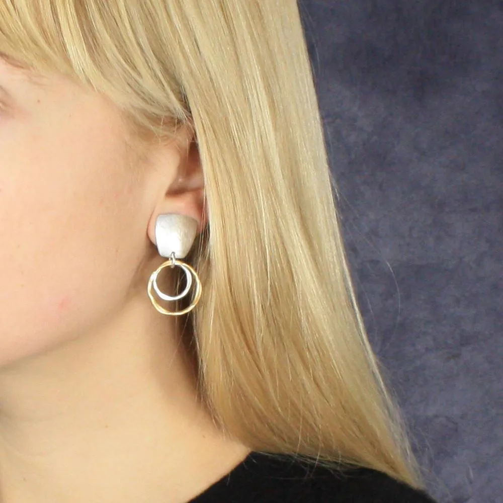 Marjorie Baer Clip Hammered Hoops Earrings