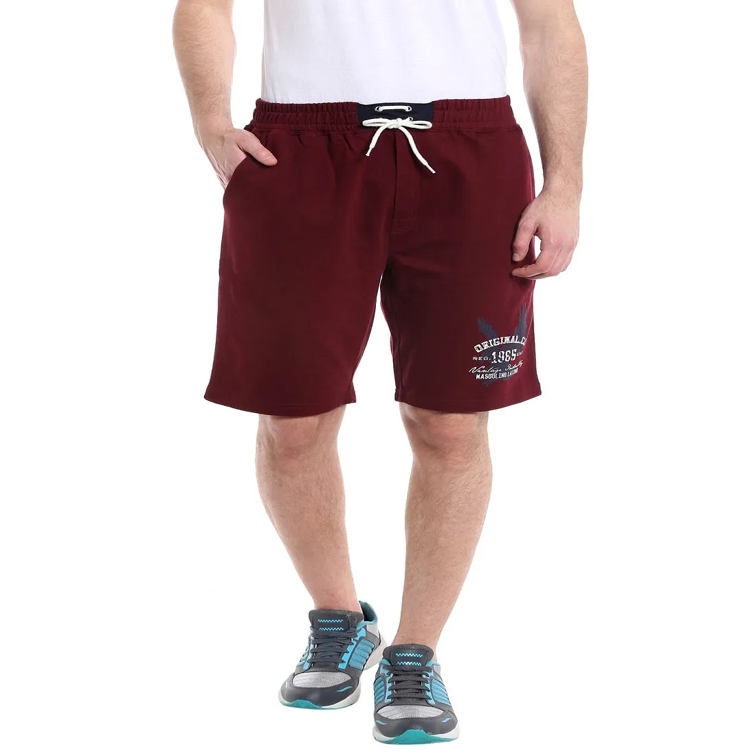 Masculino Latino Maroon Green Color Shorts