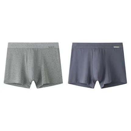 Men's Pure Cotton Mid-Rise Trunks (Mixed-Color 2pcs Pack)