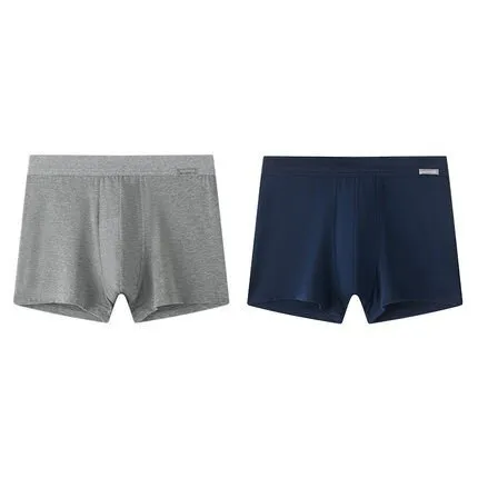 Men's Pure Cotton Mid-Rise Trunks (Mixed-Color 2pcs Pack)