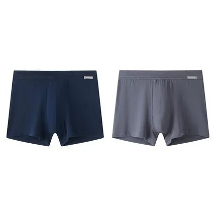 Men's Pure Cotton Mid-Rise Trunks (Mixed-Color 2pcs Pack)