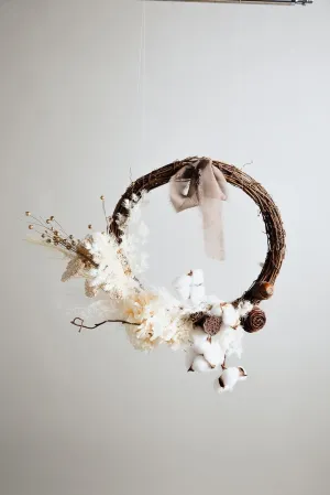 Modern Christmas Wreath No.9 / Cotton in Soft Winter Door Wreath Christmas Decoration / Christmas Wreath / Xmas Door Wreath