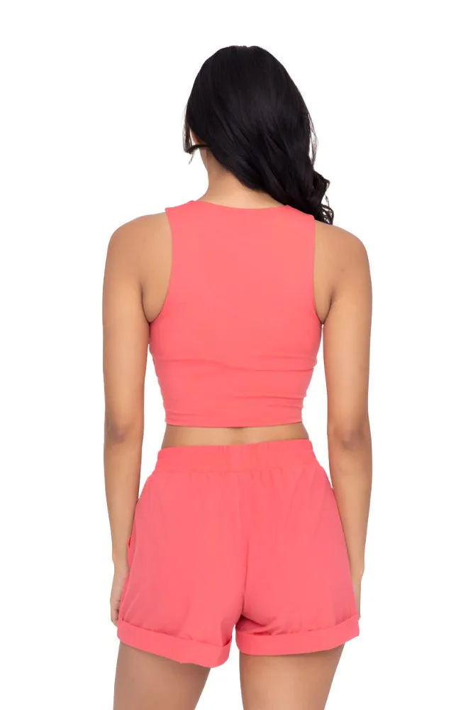 Mono B Venice Cut Cropped Bra Top AT6381 Paradise Pink