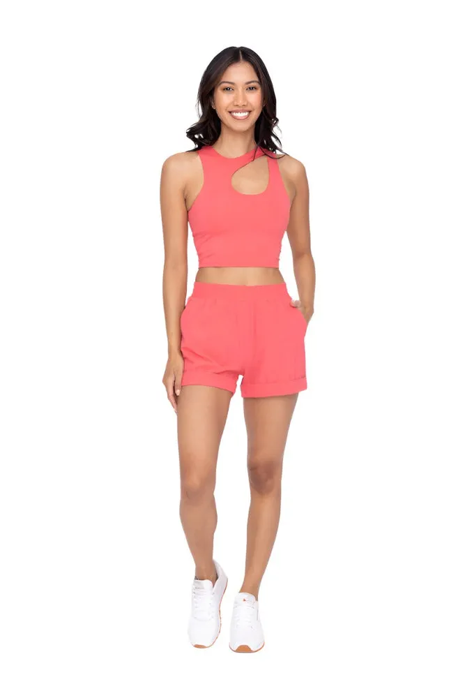 Mono B Venice Cut Cropped Bra Top AT6381 Paradise Pink