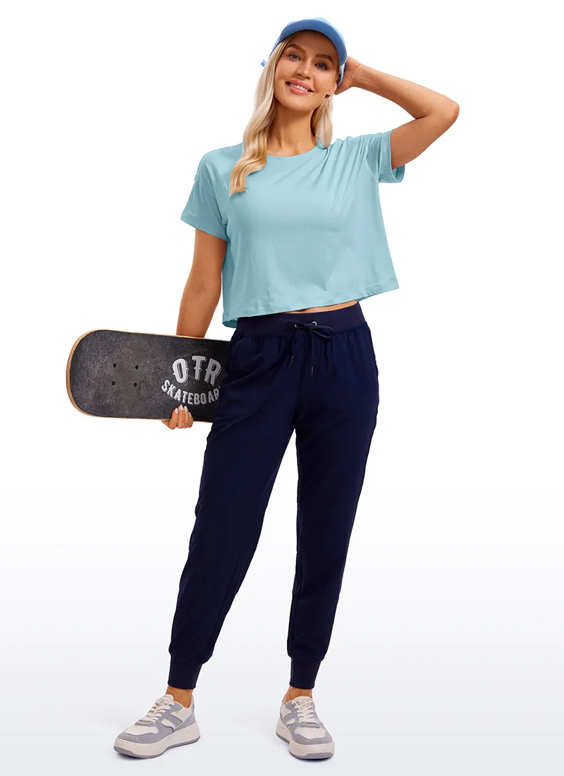 Pima Cotton Short Sleeves Cropped Crew Neck