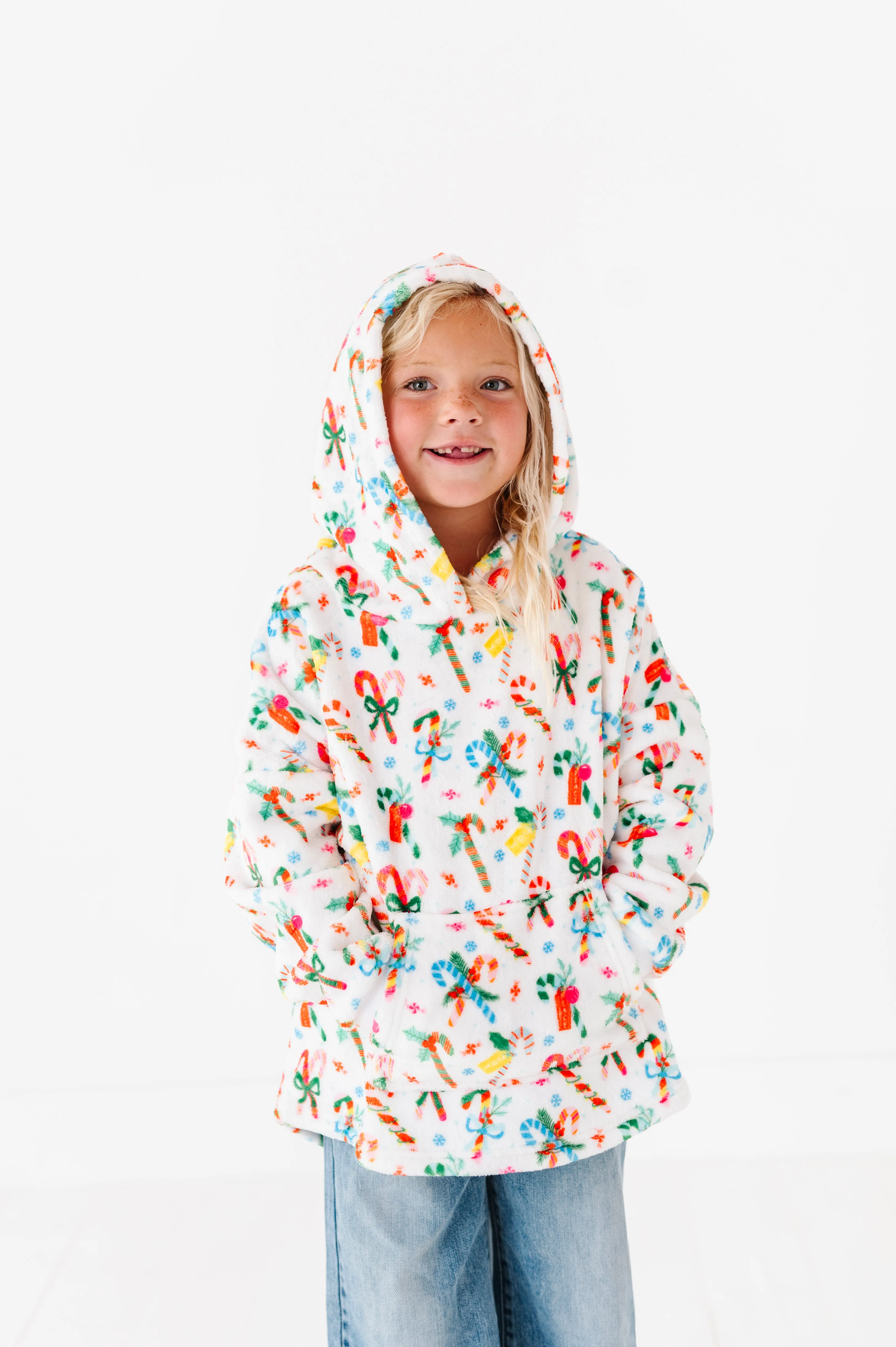 Plush Oversized Hoody - Candy Canes