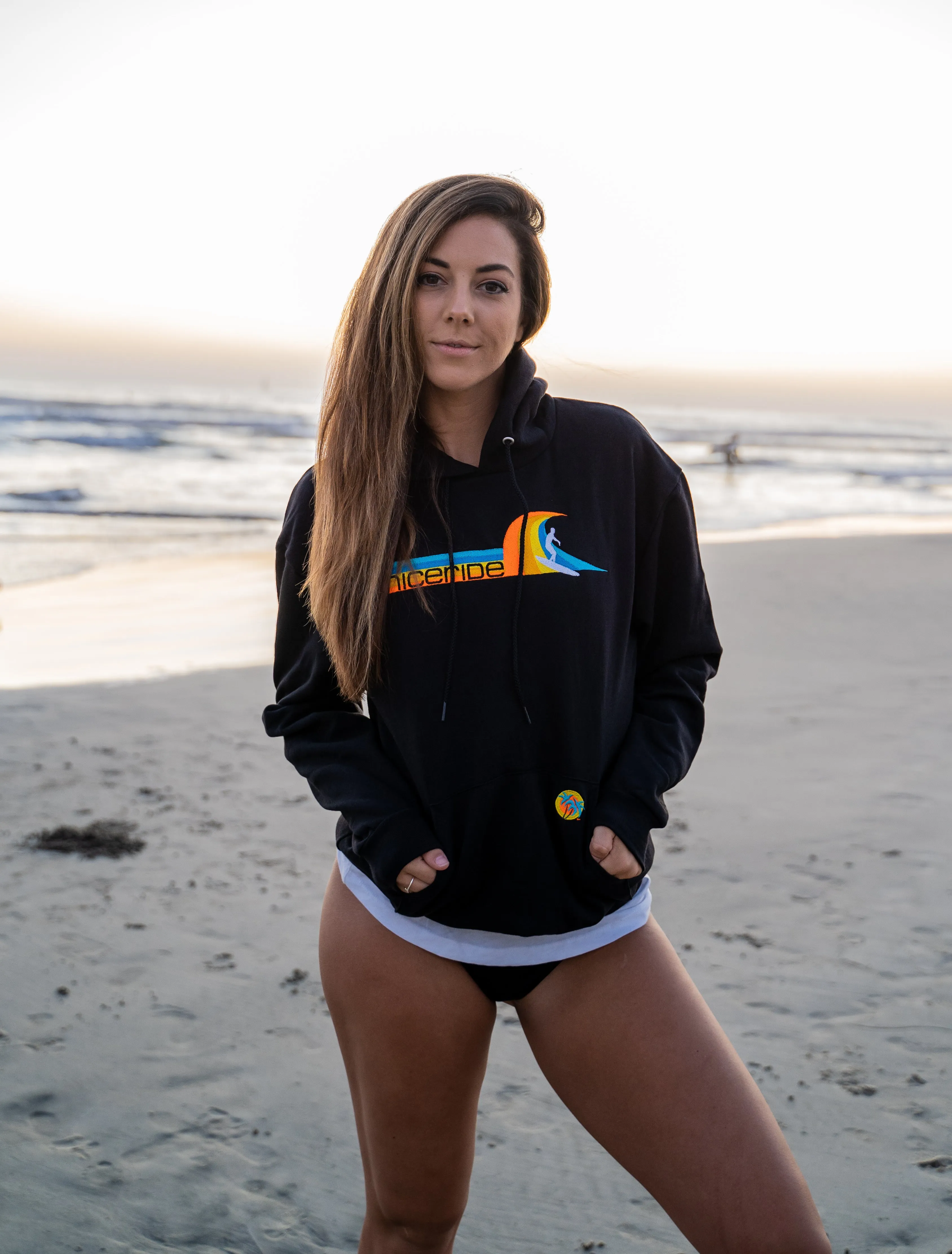 "Tasty Waves" Black Unisex Pullover Hoodie For Men And Women