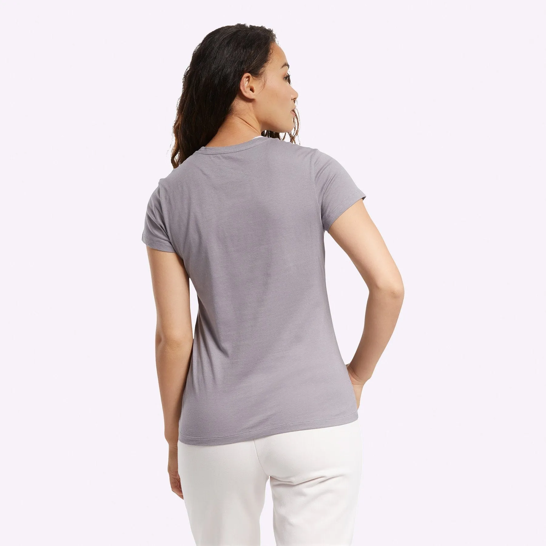 Reebok - Women's Training Essentials Stacked Logo Tee - GRAVITY GREY