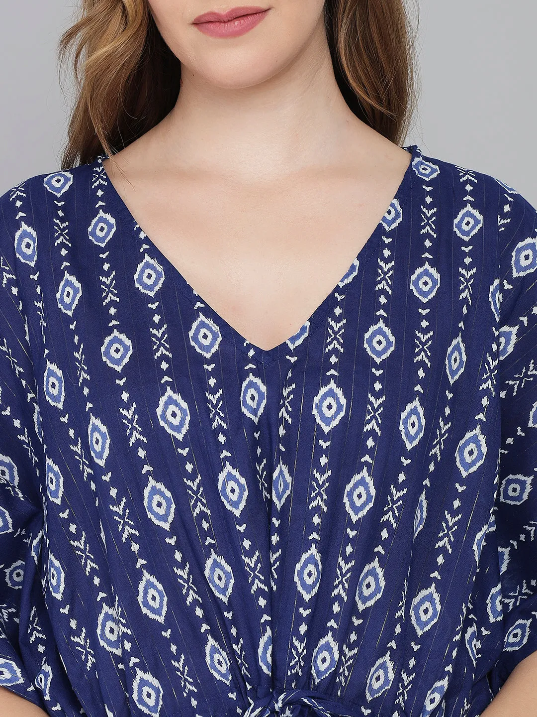 Royal Blue Batik Print Cotton Kaftan