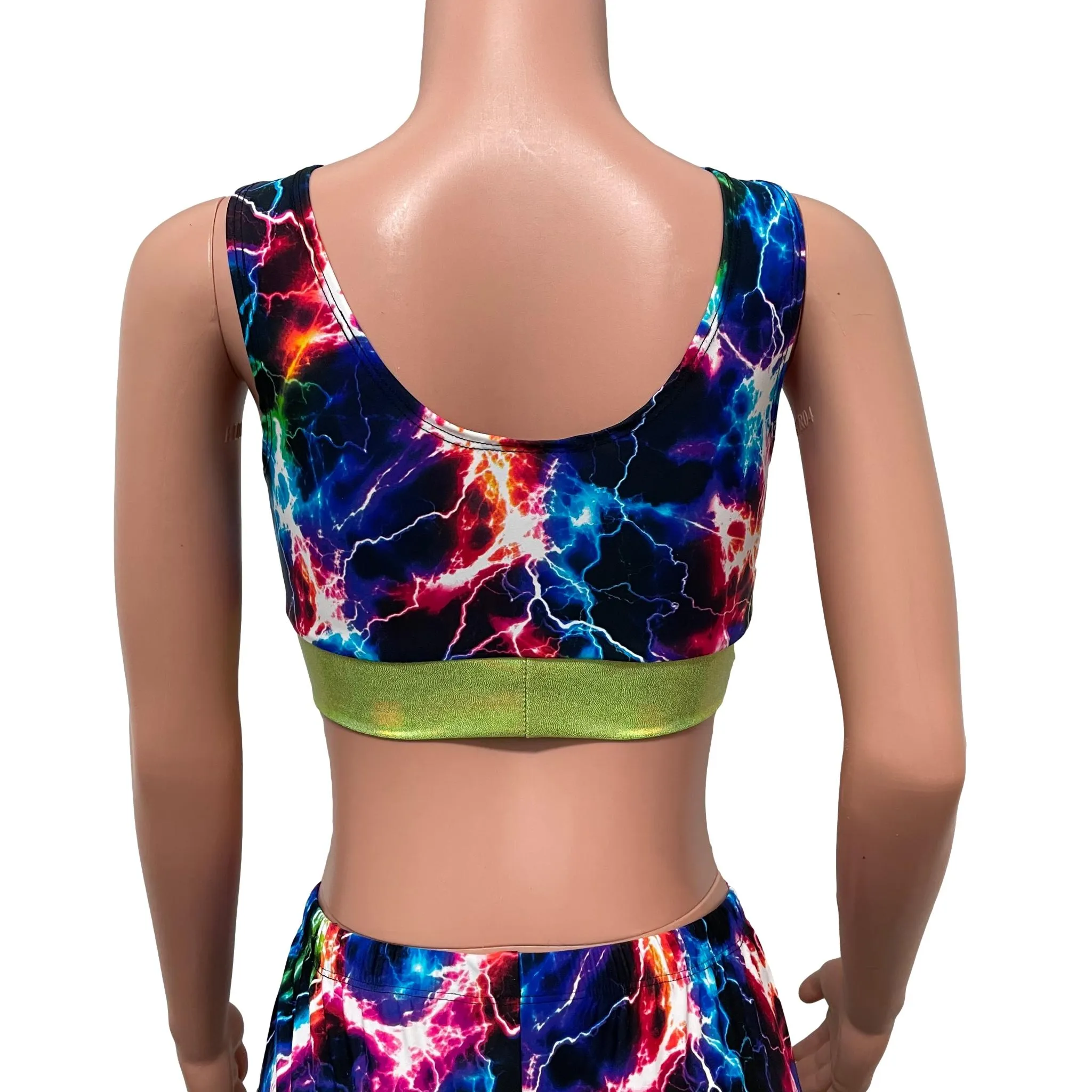 SALE - Cosmic Thunder/Lime Holo Scrunch Top Bralette