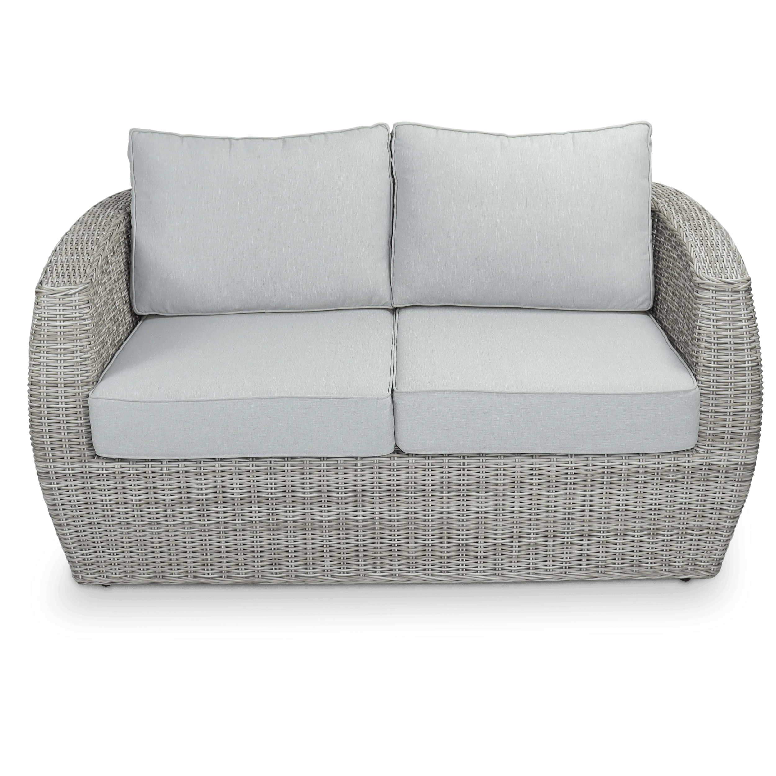 Sienna 2 Seater in Kubu Grey Synthetic Viro Rattan and Mountain Ash Sunproof All Weather Fabric