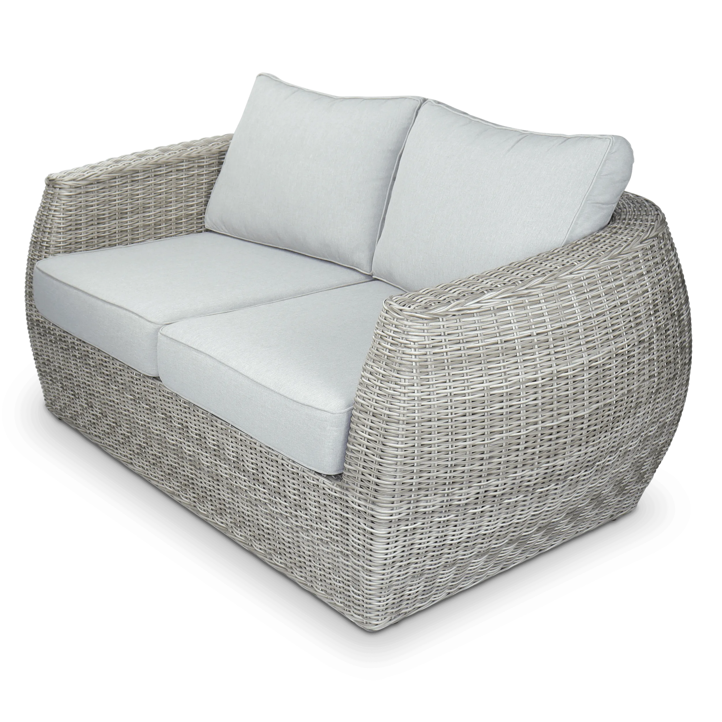 Sienna 2 Seater in Kubu Grey Synthetic Viro Rattan and Mountain Ash Sunproof All Weather Fabric