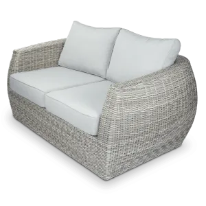 Sienna 2 Seater in Kubu Grey Synthetic Viro Rattan and Mountain Ash Sunproof All Weather Fabric