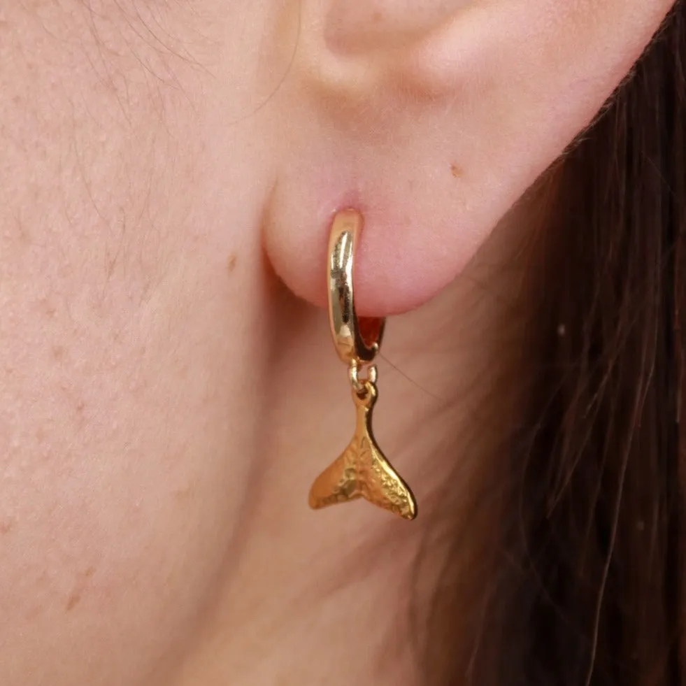 Sipadam | Textured Gold Plating or Stainless Steel Whale Tail Earrings