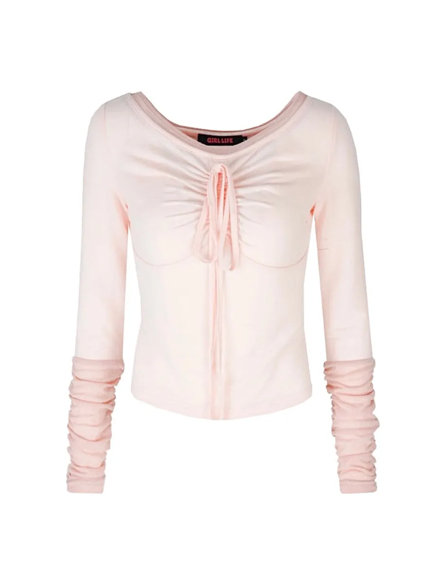 Sweetheart Tie-Up Ribbed Top