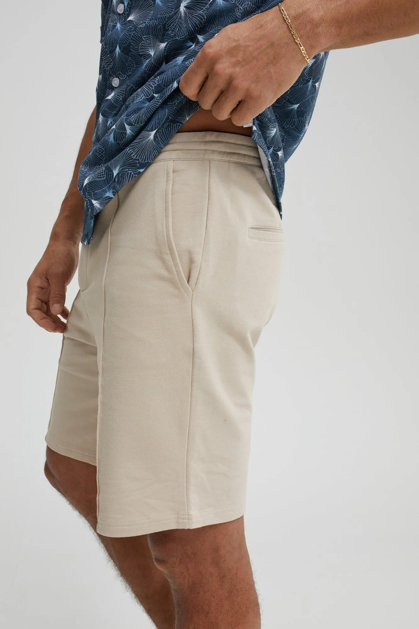 Tan Fleece Knit Shorts