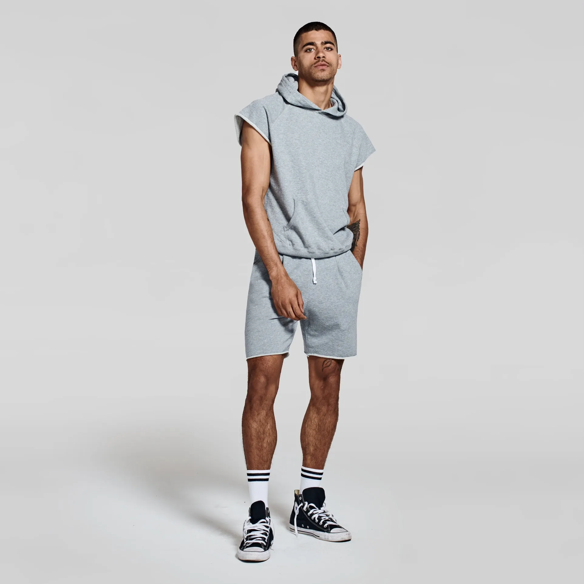 The Bundle // No-Sleeve Hooded & Short // Grey