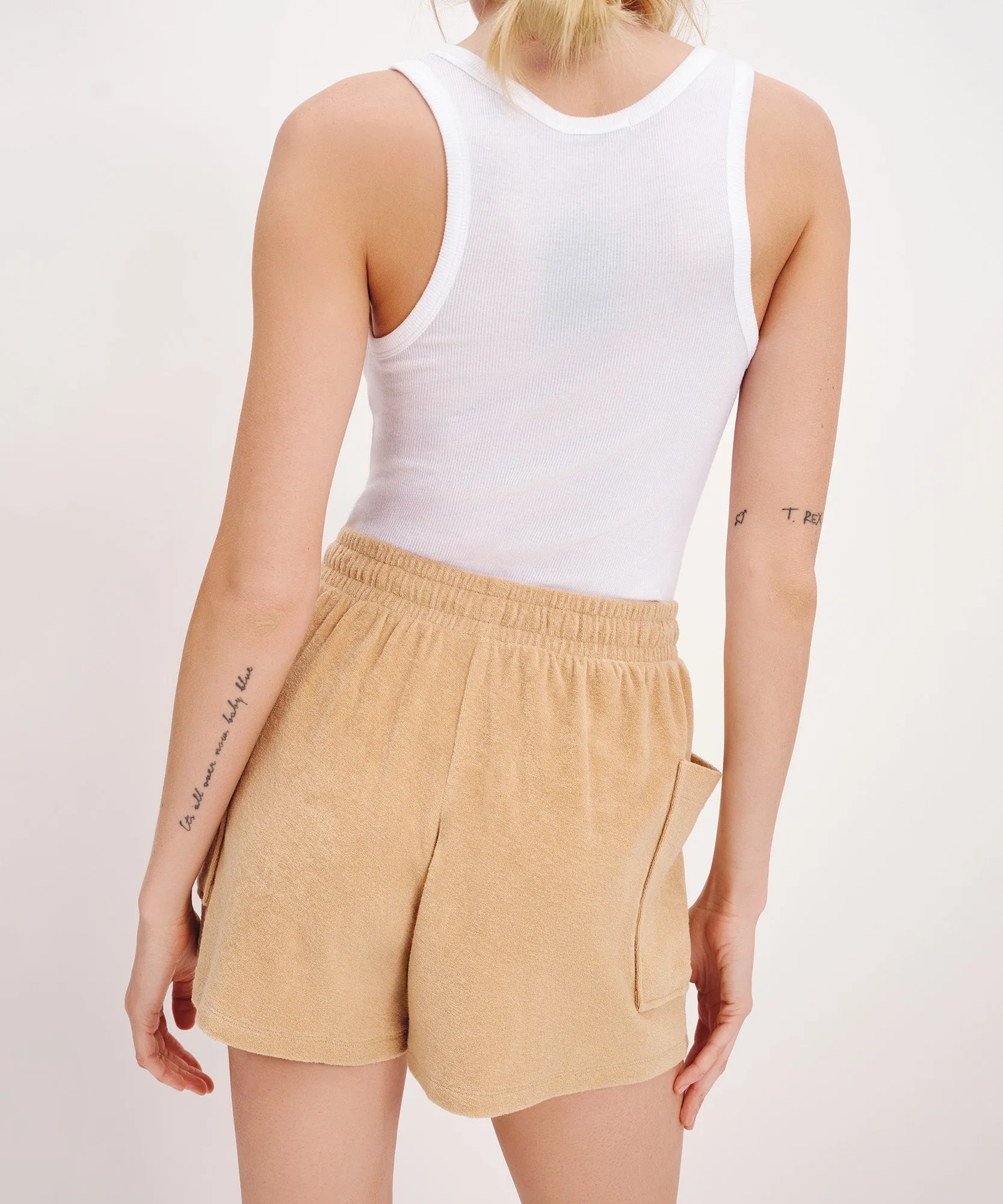 Towel Terry Patch Pocket Shorts - Sand Castle